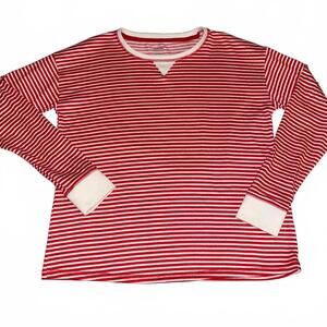 Sonoma Red and White Striped Long Sleeve Sleep Shirt Women's Small Cozy Soft